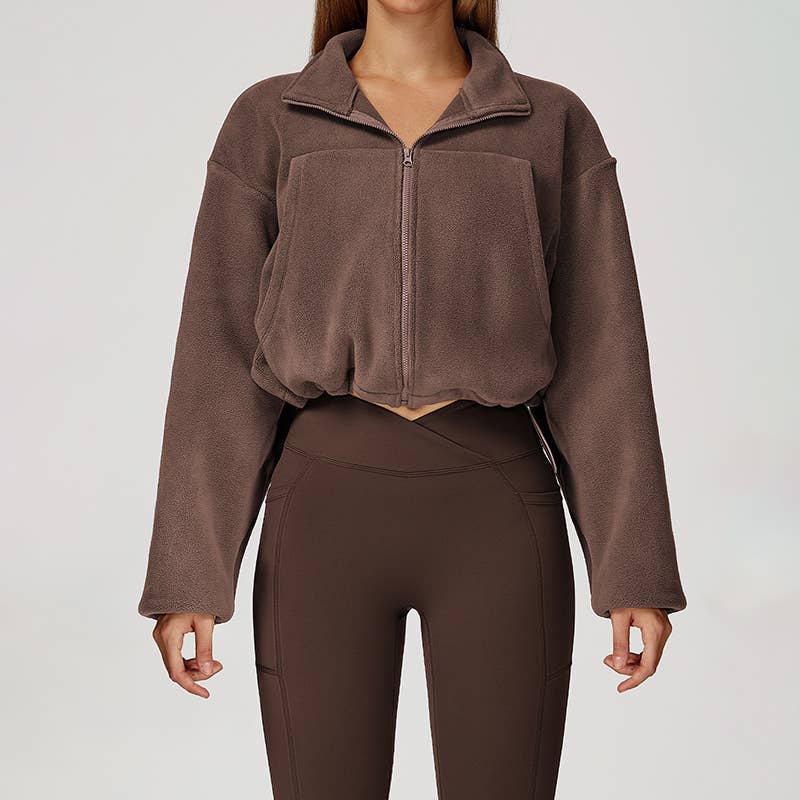 WONDERXFANS – Casaco de desporto - Mulher por atacado – Casaco polar de gola alta à prova de vento7