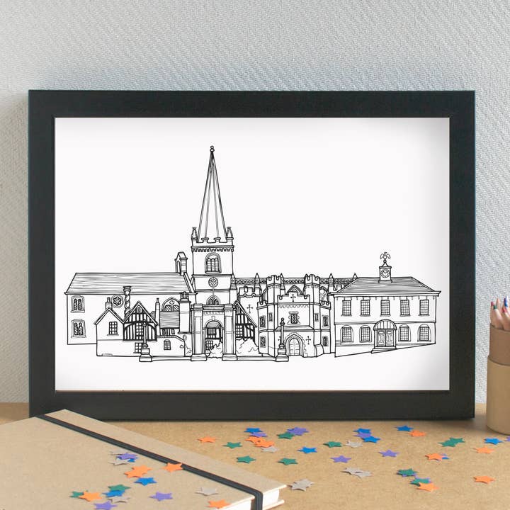 Becka Griffin Illustration - Wholesale Art Print - Buckingham Skyline Landmarks Art Print - unframed1