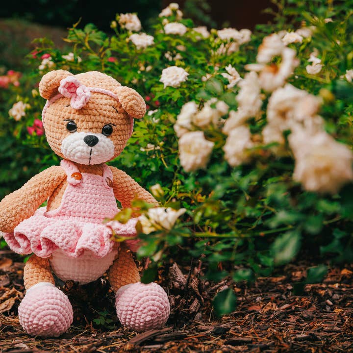 Magnetic Soul - Wholesale Stuffed/Plush Toy - Kids & Baby - Handmade Crochet Teddy Bear in Pink Dress – Soft Amigurumi P2