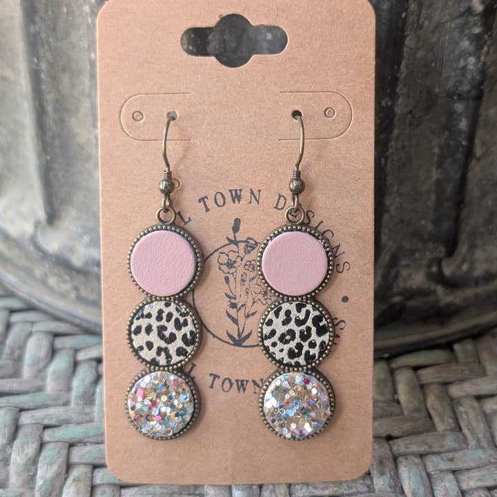 Small Town Designs - Wholesale Dangle Earrings - Dusty Pink, Leopard, Multi Gold Trio0