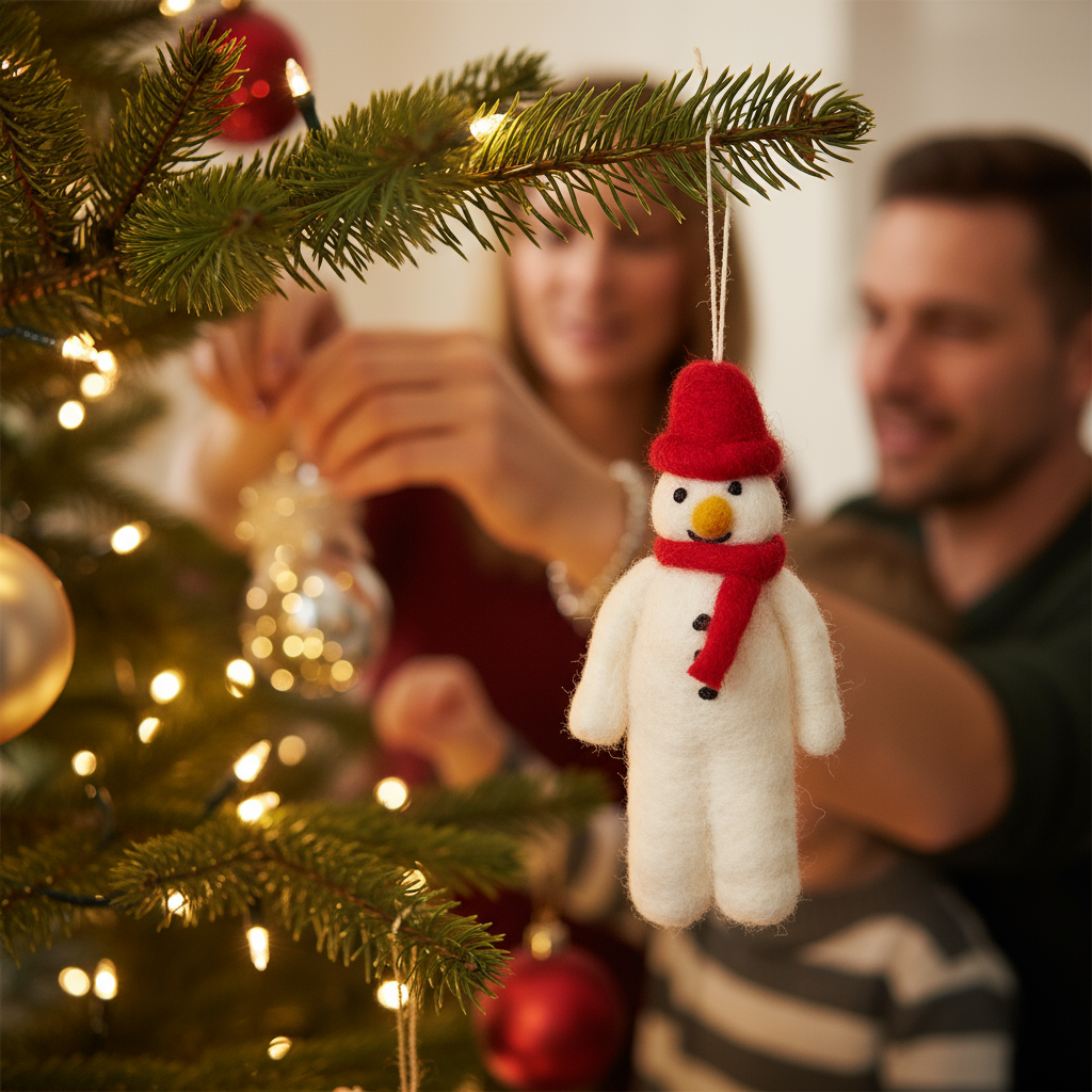 Felt So Good – wholesale Ornament – Hanging Felt Mr. Snowman Handmade Felt Biodegradable Decor5