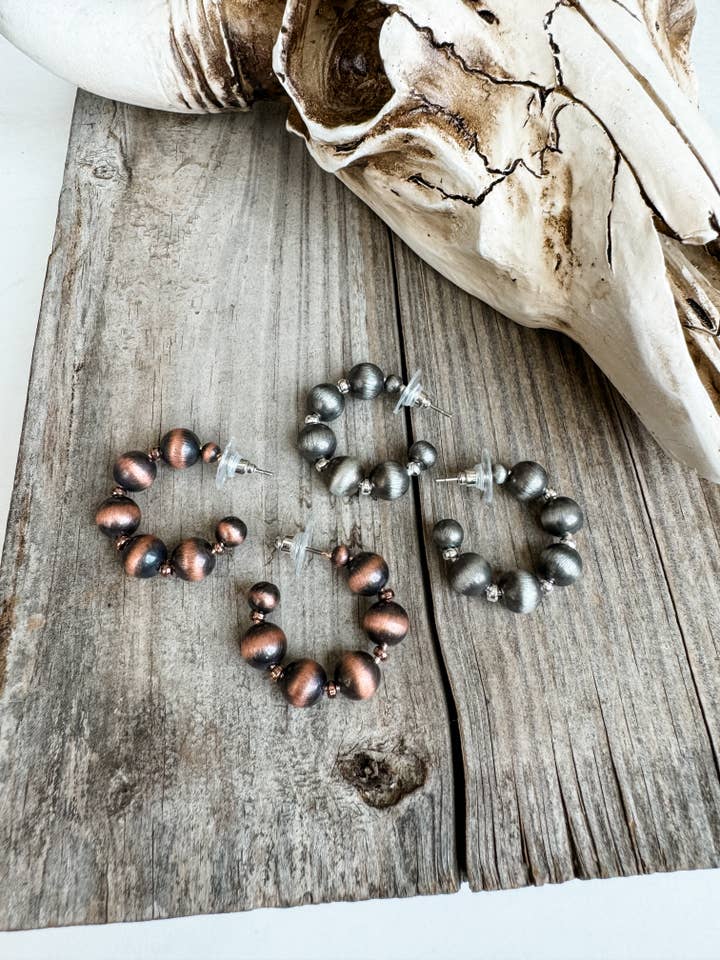 1” Mini Navajo Pearl Hoops Earrings for wholesale by Boho Ranch Shop