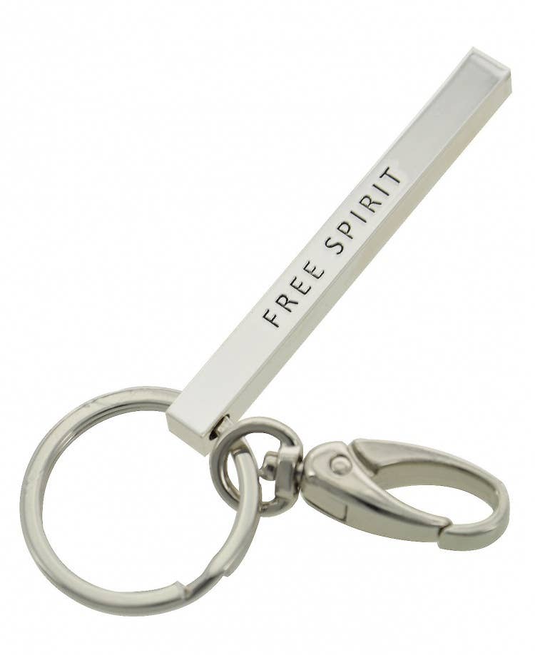 0011 PREMIERE - Wholesale Keychain - Women's - FR3759  FREE SPIRIT_Message Brass Bar Metal KeyChain0