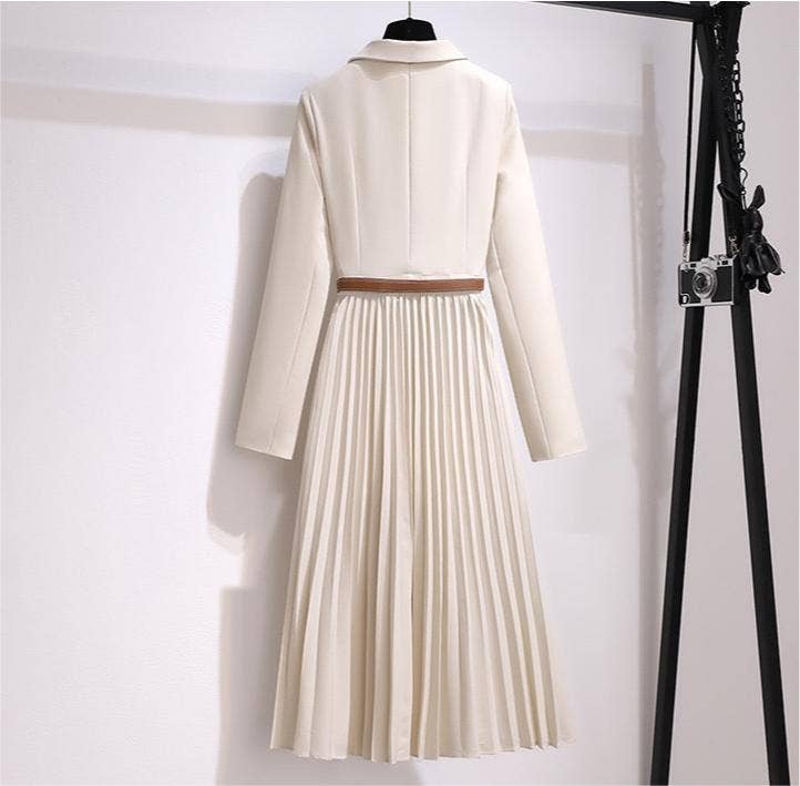 Productseeker - Wholesale Jurk - Dames - Dames blazerjurk met geplooide rok en leren riem14