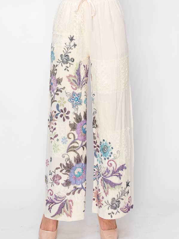 EMBO Avslappnade spetslappbyxor med elastisk dragsko - 4703 BG/EMBO FL för wholesale på Faire0