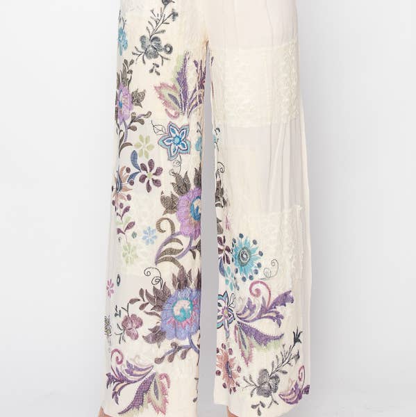 Relaxed Lace Patchwork Pants With Elastic Drawstring - 4703 BG/EMBO FL for wholesale on Faire