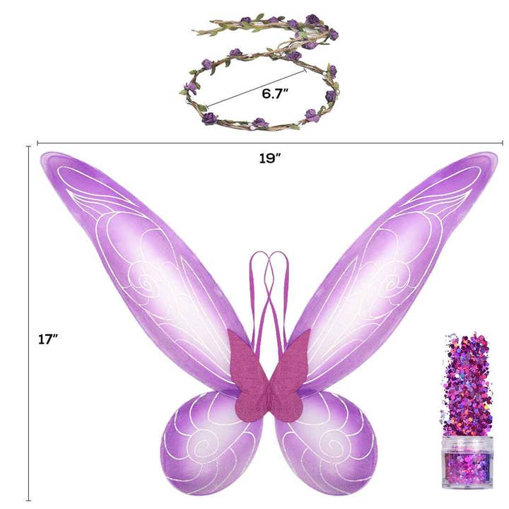 Funcredible - Wholesale Costume - Women's - Purple Fairy Costume Accessories Set -Fairy Wings, Crown