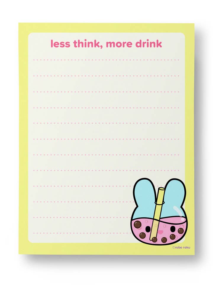 Tea Time - Minder nadenken, meer drinken Bubble Tea - A2 Memo Pad voor wholesale door Robo Roku