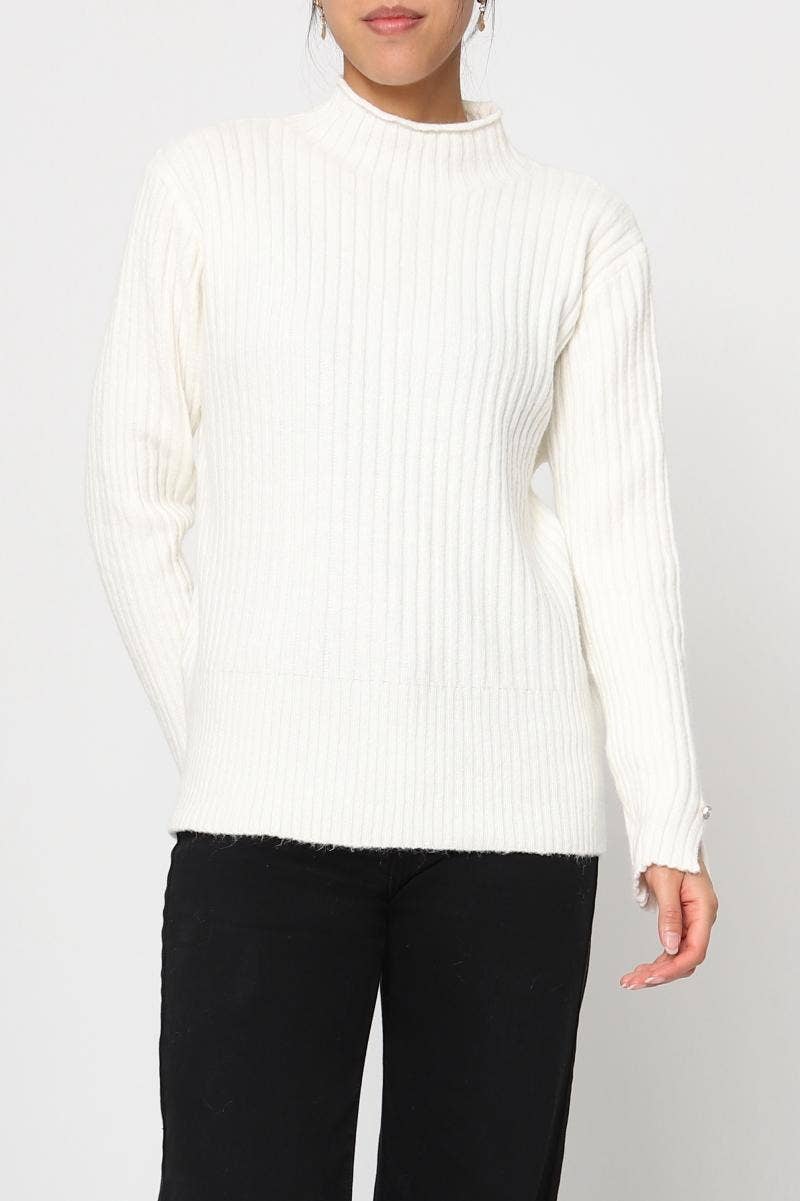 DIX-ONZE - Wholesale Knit Sweater - Women's - Ribbed Knit Sweater with Wavy Finish – Soft Ribbed Knit20