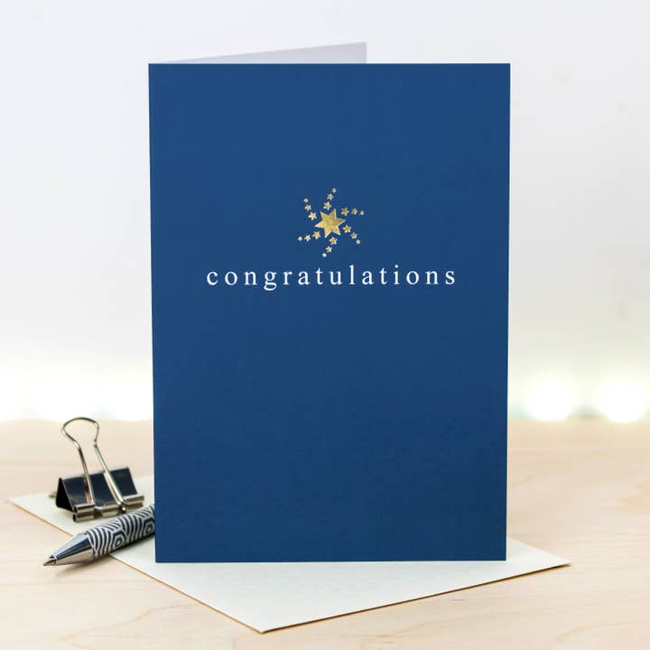 Foiled Congratulations Card, Gold Star for wholesale by Coulson Macleod (U.S. Duties Paid)