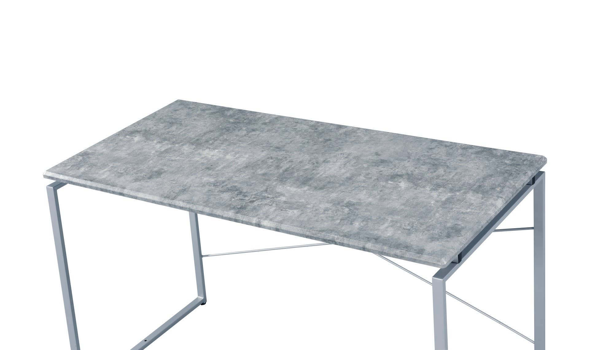 HOMYCASA DESIGN INC - Wholesale Console Table - Industrial Writing Desk Faux Concrete Top Metal Sled Base4