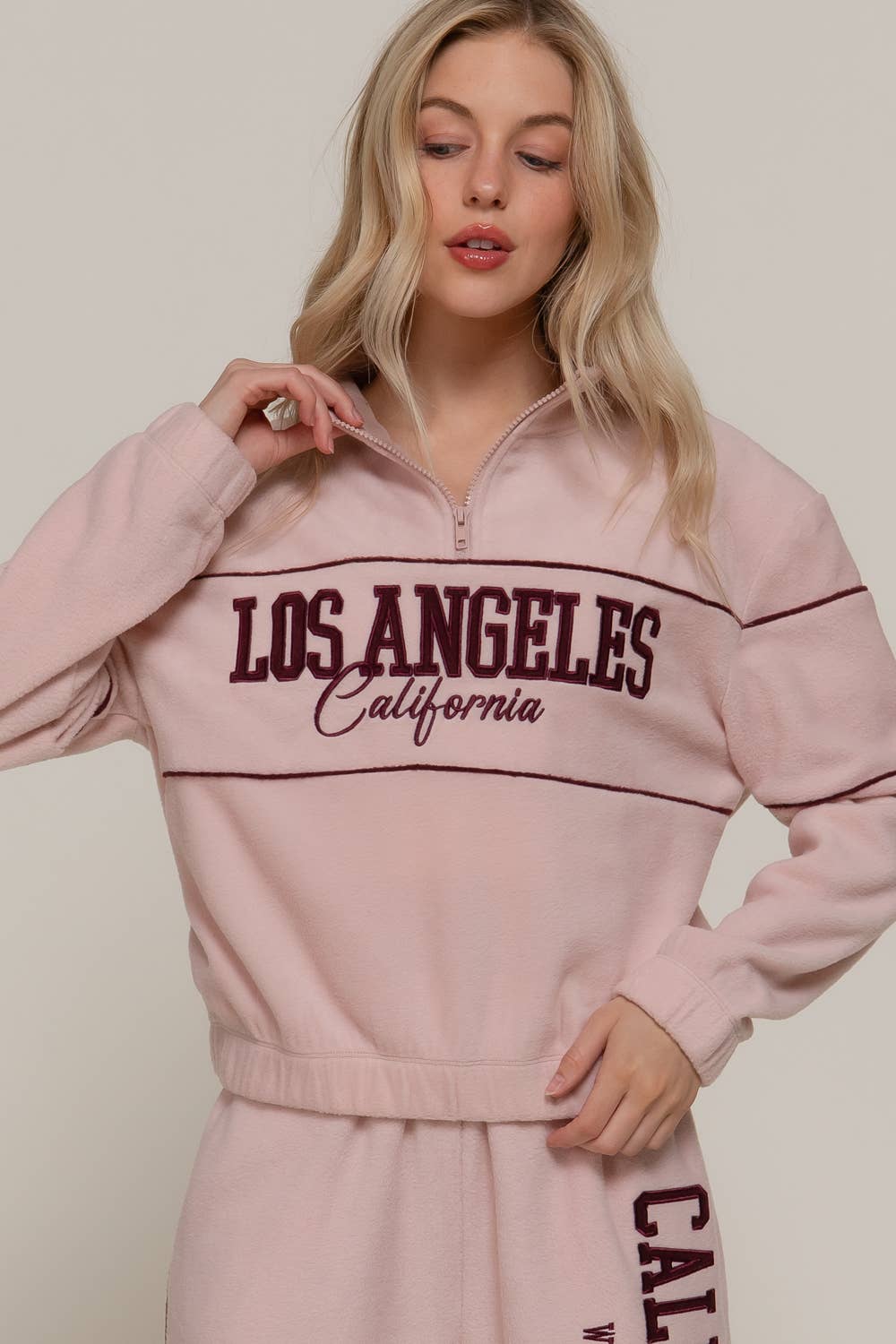 Active Basic | Active USA – wholesale Sweatshirt – Women's – Half Zip Up Mock Neck Embroidery Fleece Top8