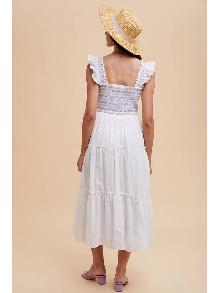 In Loom - Wholesale Dress - Women's - CONTRAST STITCHED SMOCKED MAXI DRESS