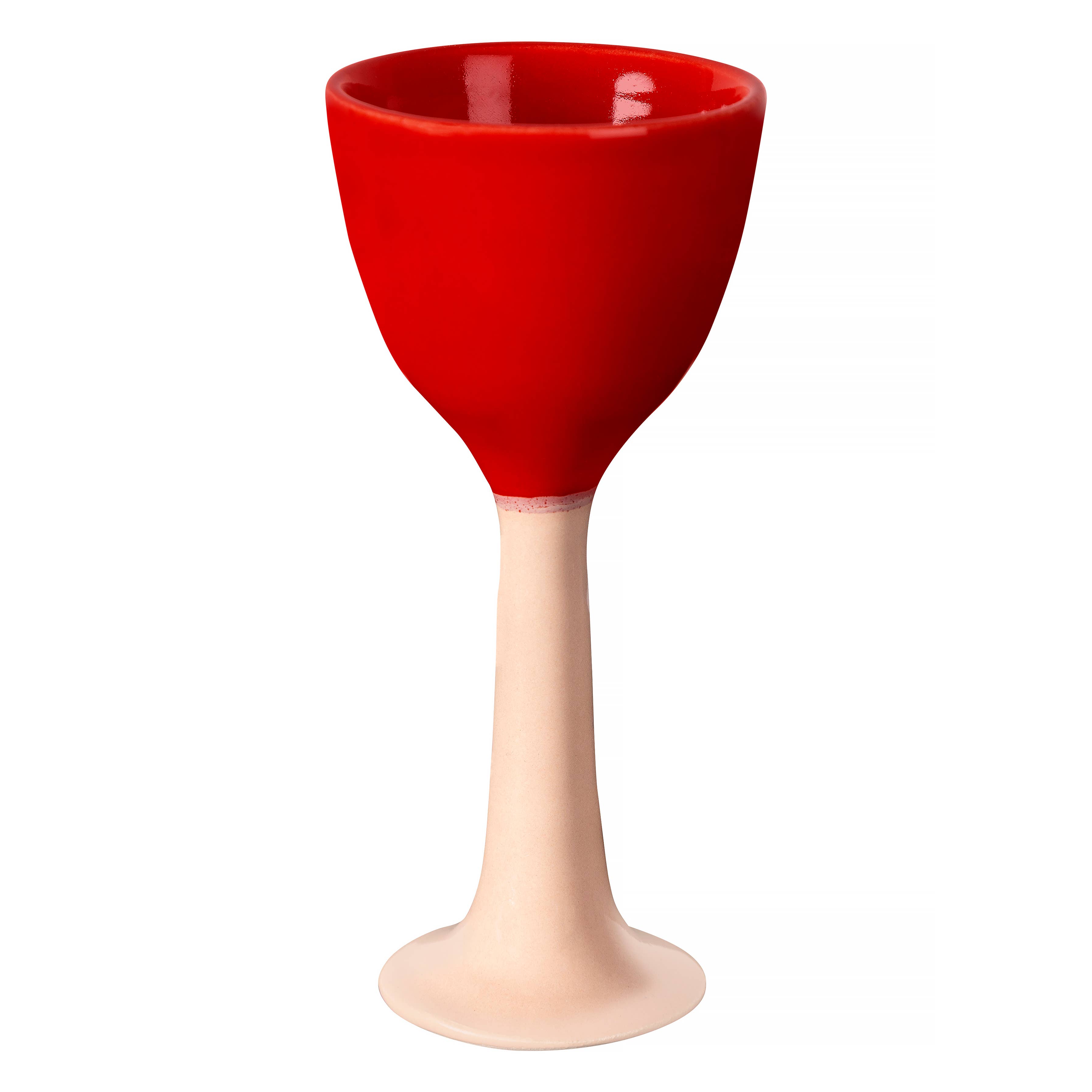 Really Nice Things – Copo de vinho por atacado – Taça de vinho cerâmica pintada à mão « Salut » (vermelha)1