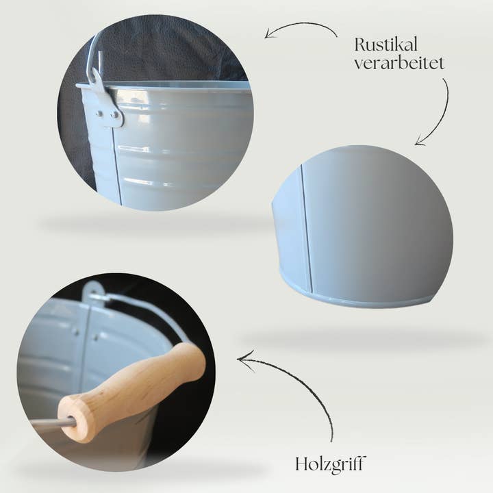 Waldsehnen - Art of Handmade - Wholesale Bucket/Pail - 12 liter zinc bucket in grey for home and garden - bucket5