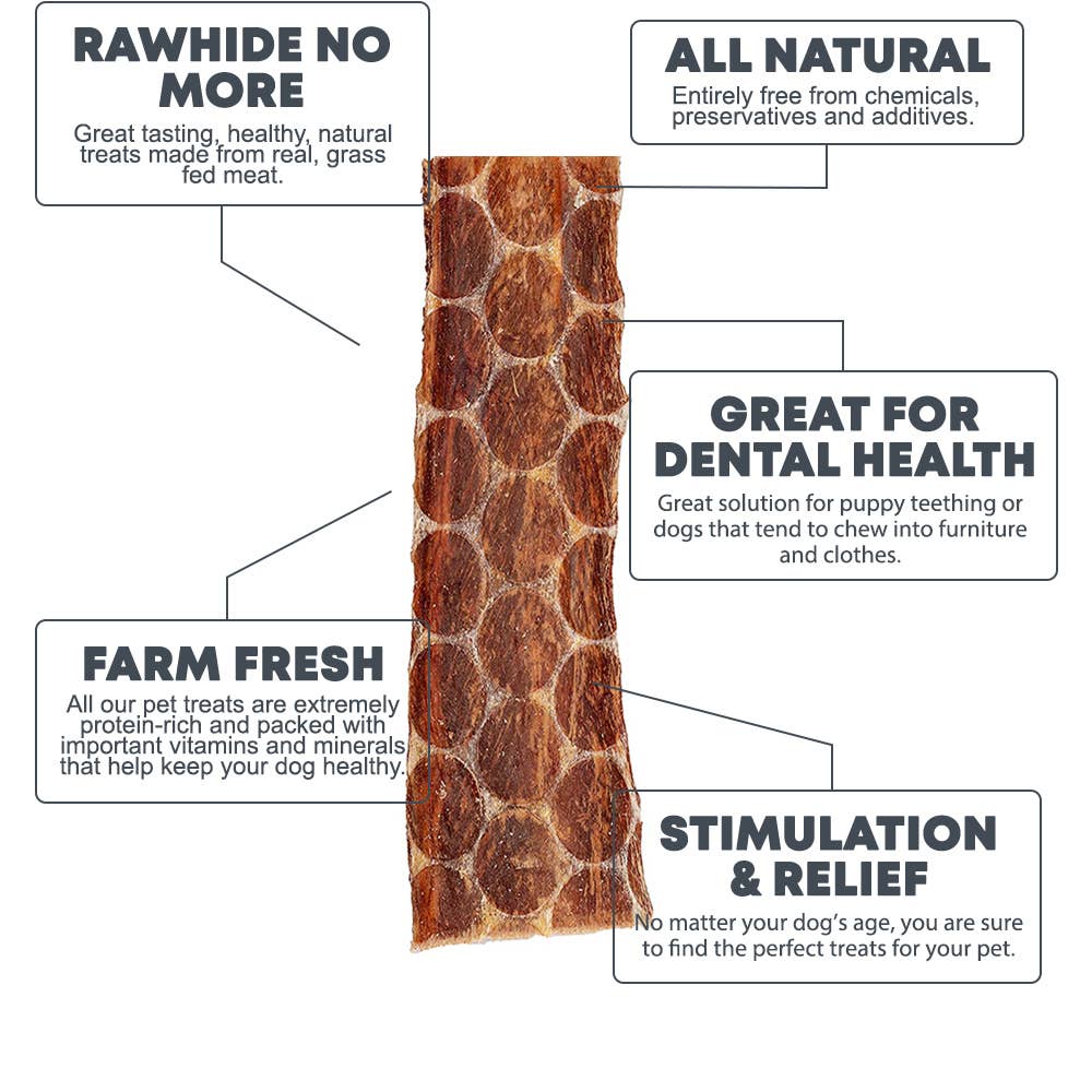 Hotspot Pets - Wholesale Pet Treats - Dog - 6'' Flat Beef Gullet Strips Dog Chew Treats, 12,24 & 50 CNT3