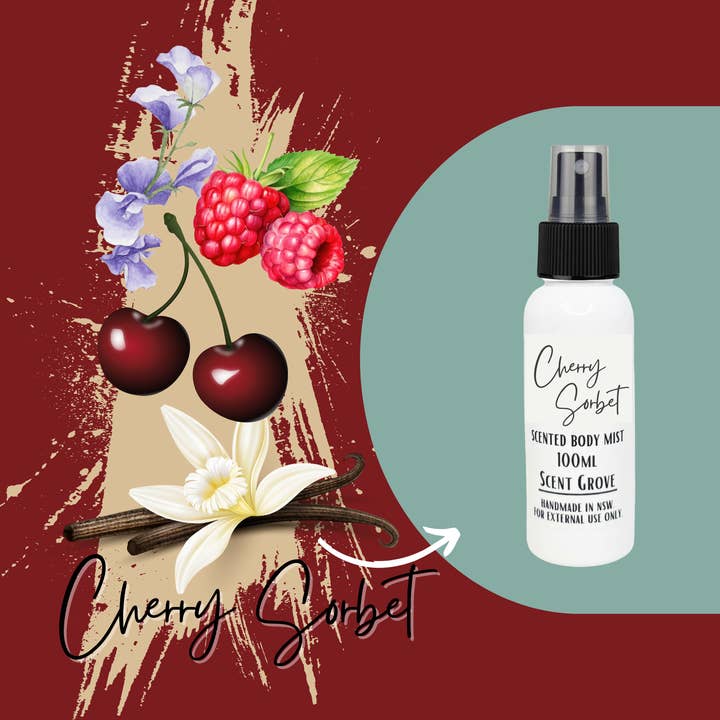 Scent Grove - Wholesale Face & body mist/water - Cherry Sorbet scented body mist spray 100ml
