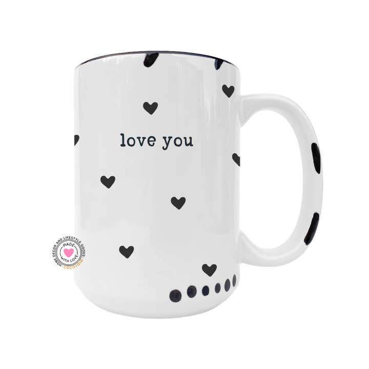Caneca Love You, Corações, Bonito, Caneca Dia dos Namorados por atacado de coco+bie designs