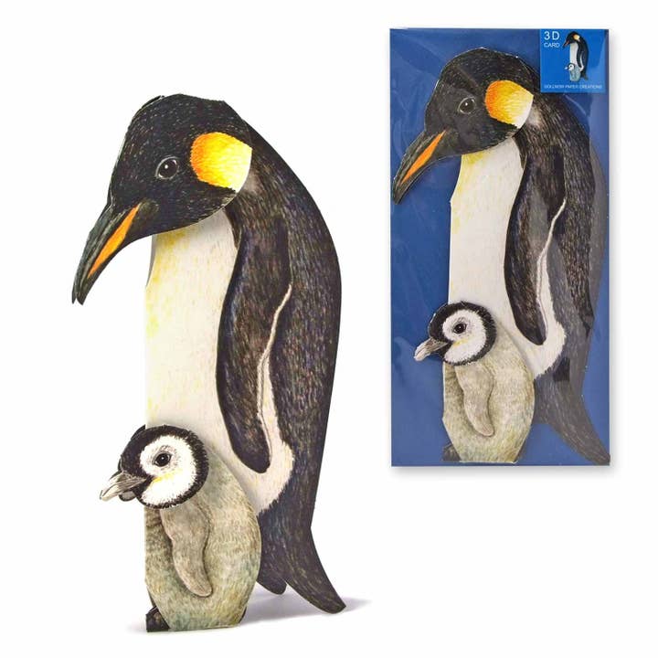 3D animal card penguin with chicks for wholesale by Gollnow Paper Creations