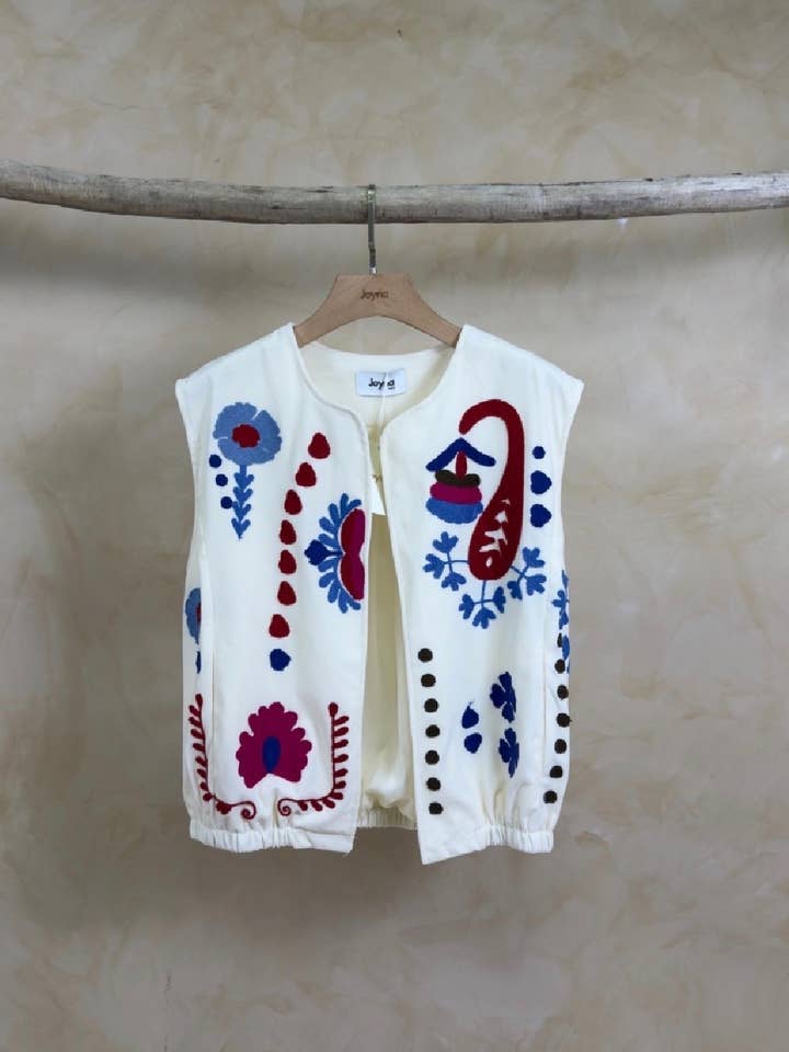 J59004 Mouwloos gilet met borduursel voor wholesale door Joyna