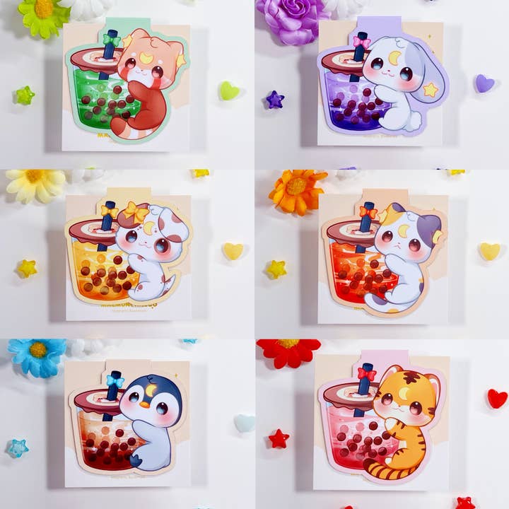 Boba Milk Tea Magnetic Bookmark for wholesale by MaeMunchiesCo