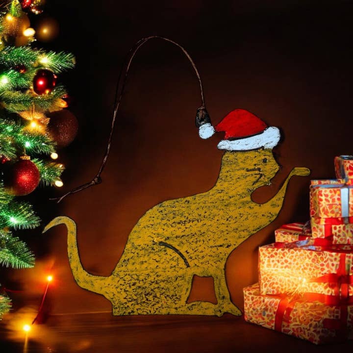 Whimsies - Wholesale Ornament - CAT ornament SANTA Christmas pet lover green gift feline 3