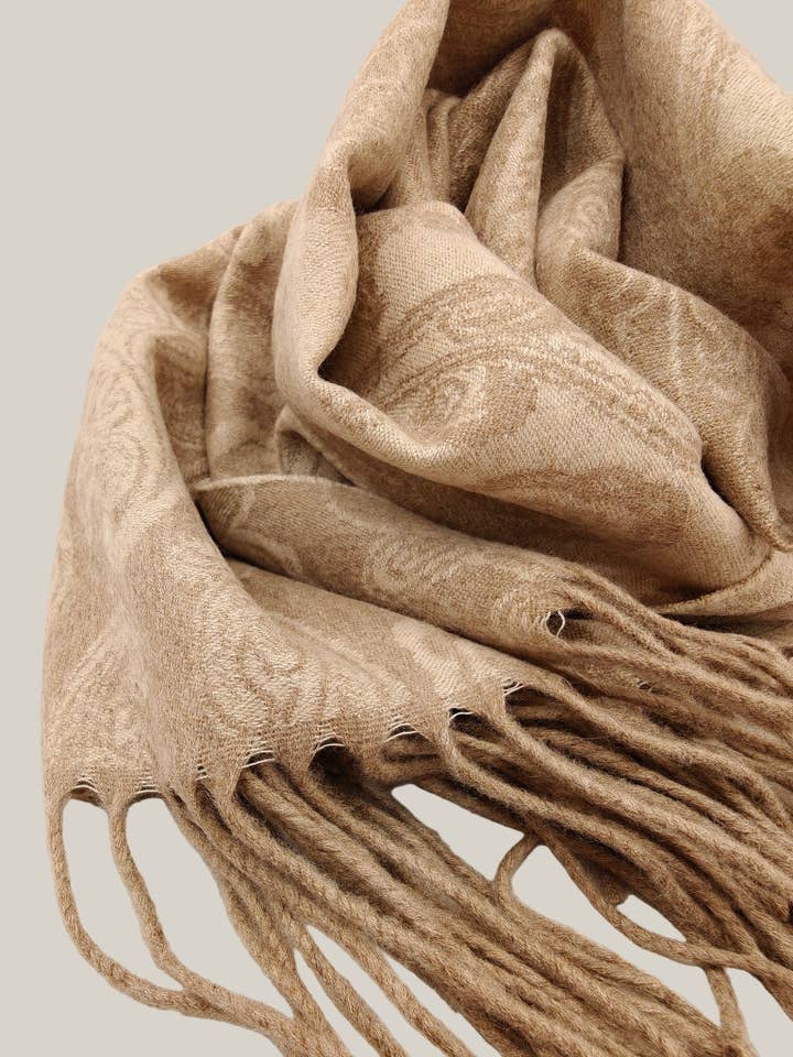 Desert Mist Jacquard Reversible Pure Cashmere Scarf for wholesale by Duo Plus