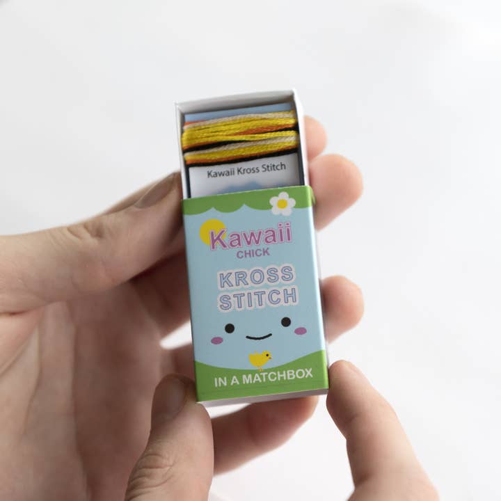 Marvling Bros Ltd - Wholesale Embroidery/Cross Stitch Supplies - Kawaii Chick Mini Cross Stitch Kit In A Matchbox