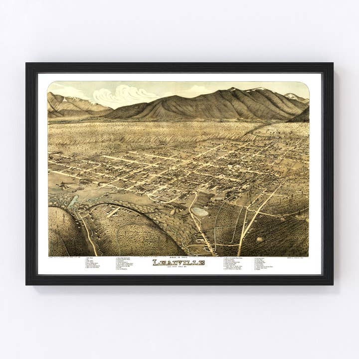 Vintage Map of Leadville, Colorado 1879 for wholesale by Ted's Vintage Art