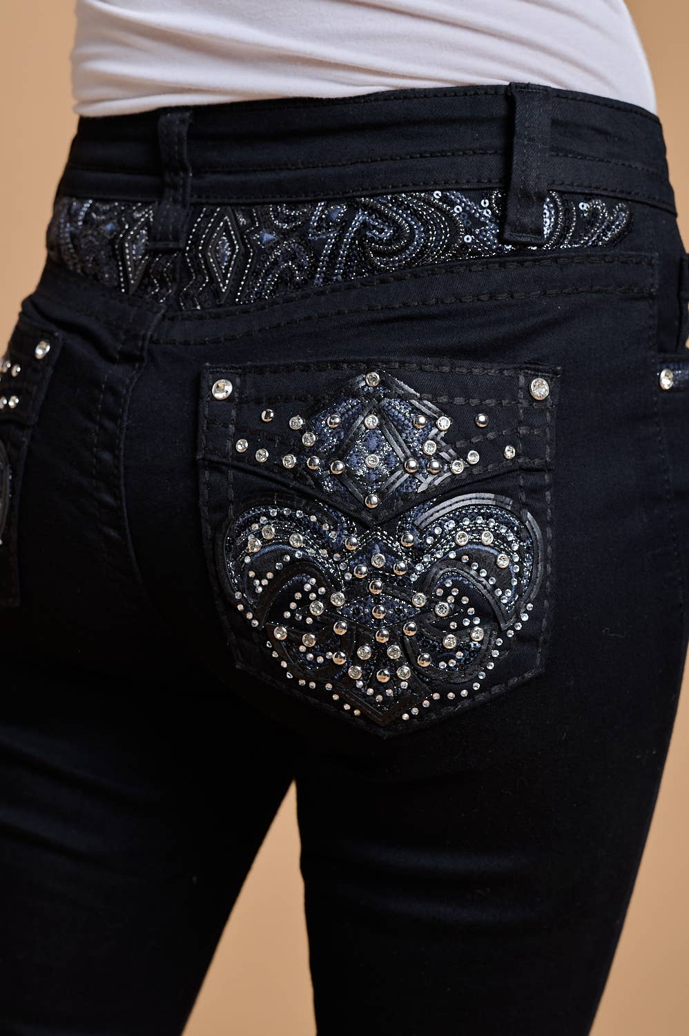 Black WF-006 FLARE STRTCHY WOMEN'S BLING JEANS WESTFIELD EAGLE for wholesale on Faire0