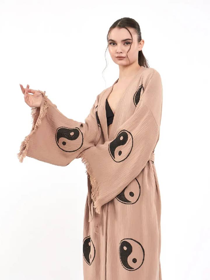 Umays Boho - Wholesale Kimono - Women's - Yin Yang Cotton Kimono, Long Kimono, Bohemian Clothing2