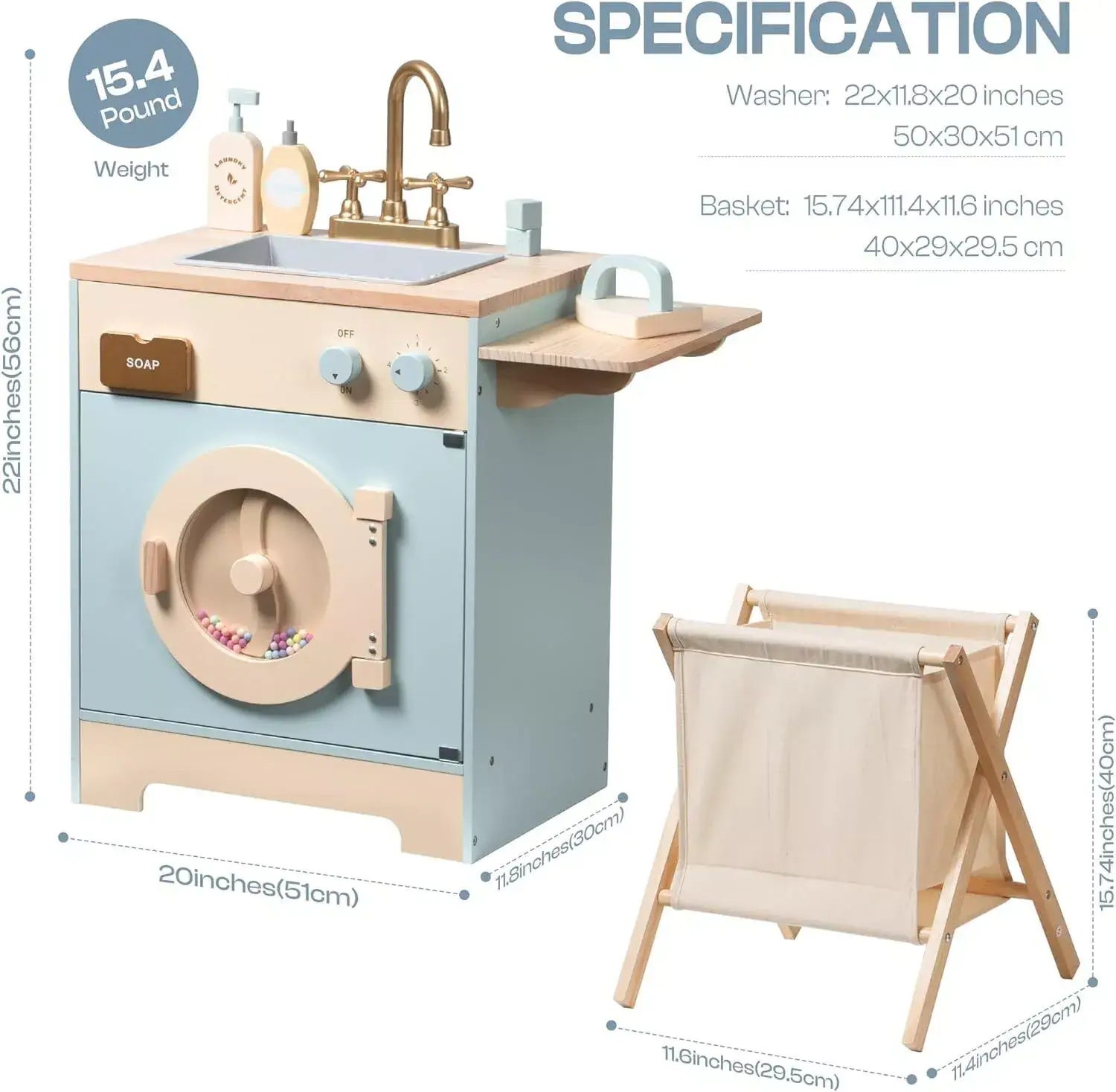 Robud & Mewoofun Official Store - Wholesale Toy Set - Kids - Robud Pretend Play Wooden Washing Machine Building Toys2