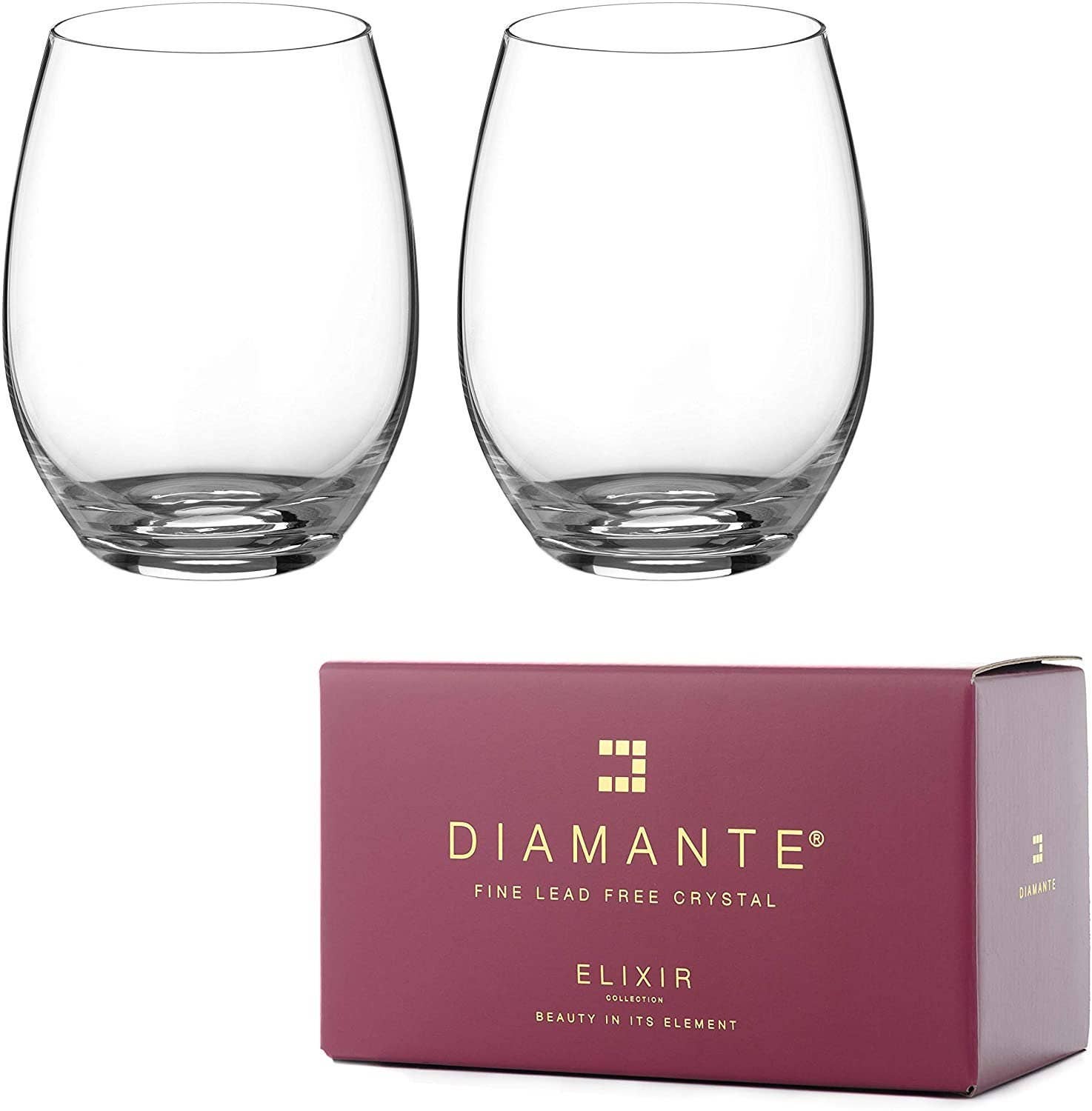 DIAMANTE - Wholesale Wine Glass - Diamante Stemless White Wine Glasses Pair ‘moda’ – Undecora1