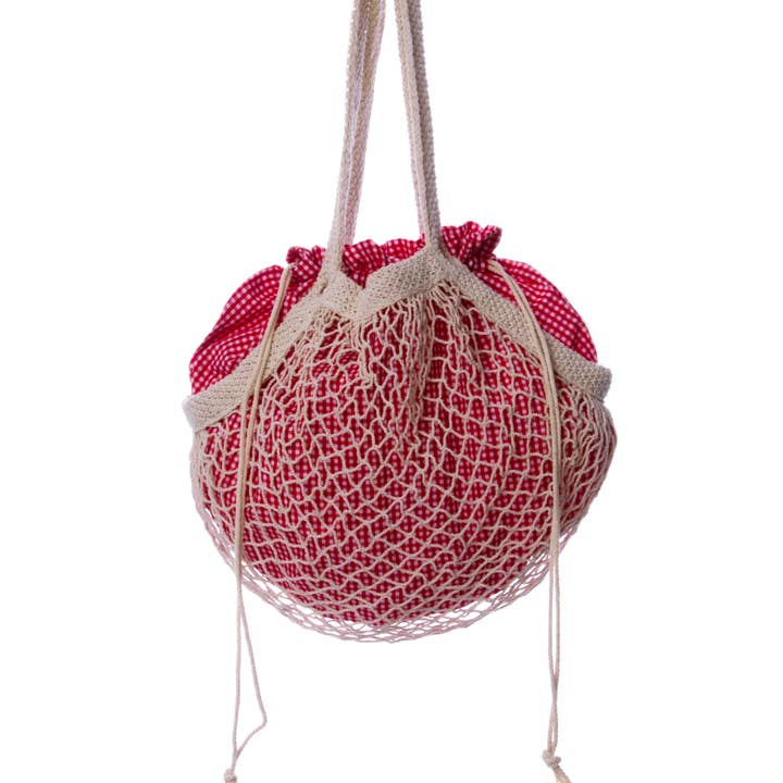 Lucrezia Kauffmann – wholesale Livsmedels-/Shoppingväska – Körsbärsrutig mini1