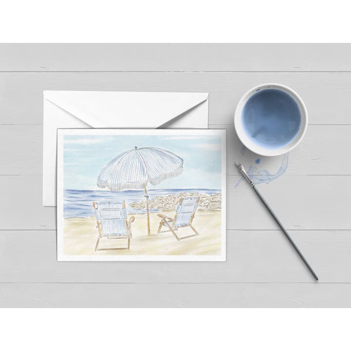 Summer Beach Days Watercolor Greeting Card for wholesale by WonderfullyWrittenCo