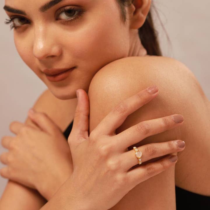 Gem Bazaar Jewellery - Venta al por mayor Anillo de banda/apilable - Hola Anillo Bonito en Piedra de Luna5