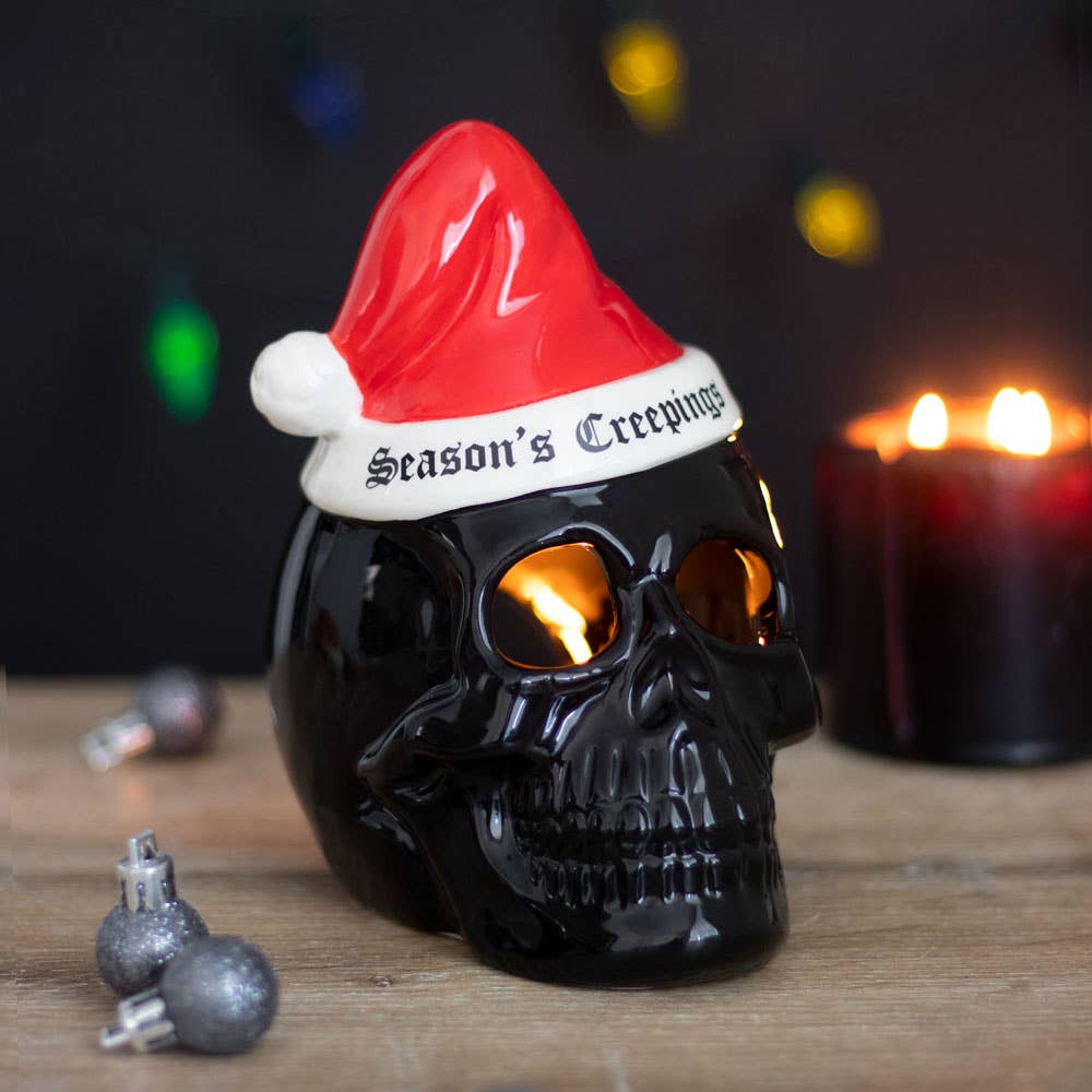 Alchemy Triple Skulls Black Cup With Candle Holder Mug Warmer