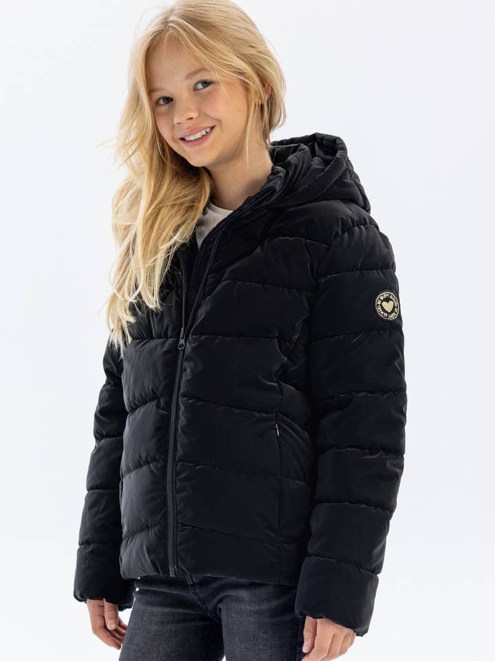 Pigepolstret jakke fløjlsfornemmelse sort 2-14 år for engroshandel hos Minoti sp. z o.o.