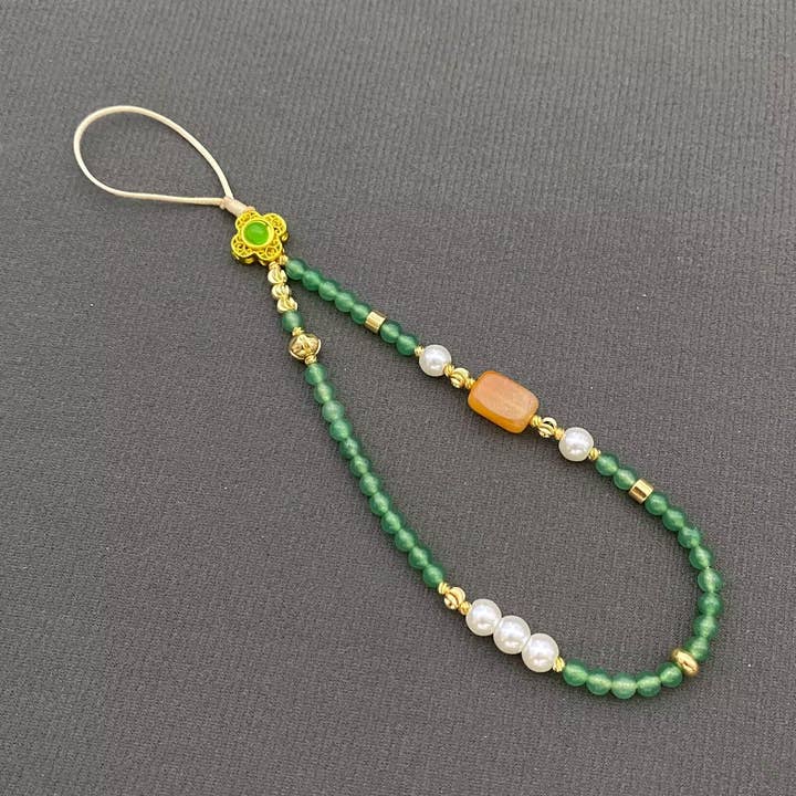 Green Aventurine Stone & Agate Lanyard Phonecase Strap for wholesale by Mio Queena