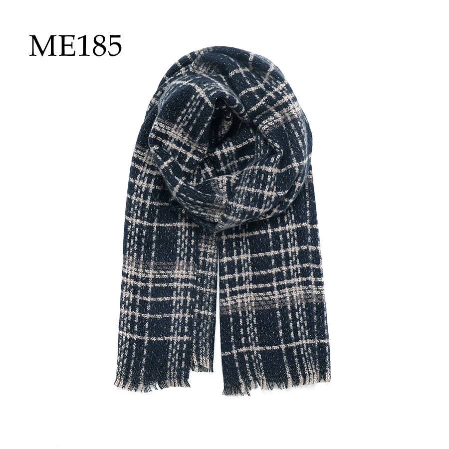 Adorro - Wholesale Scarf - Women's - Soft Chunky Knit Plaid Scarf (10 colors) 0