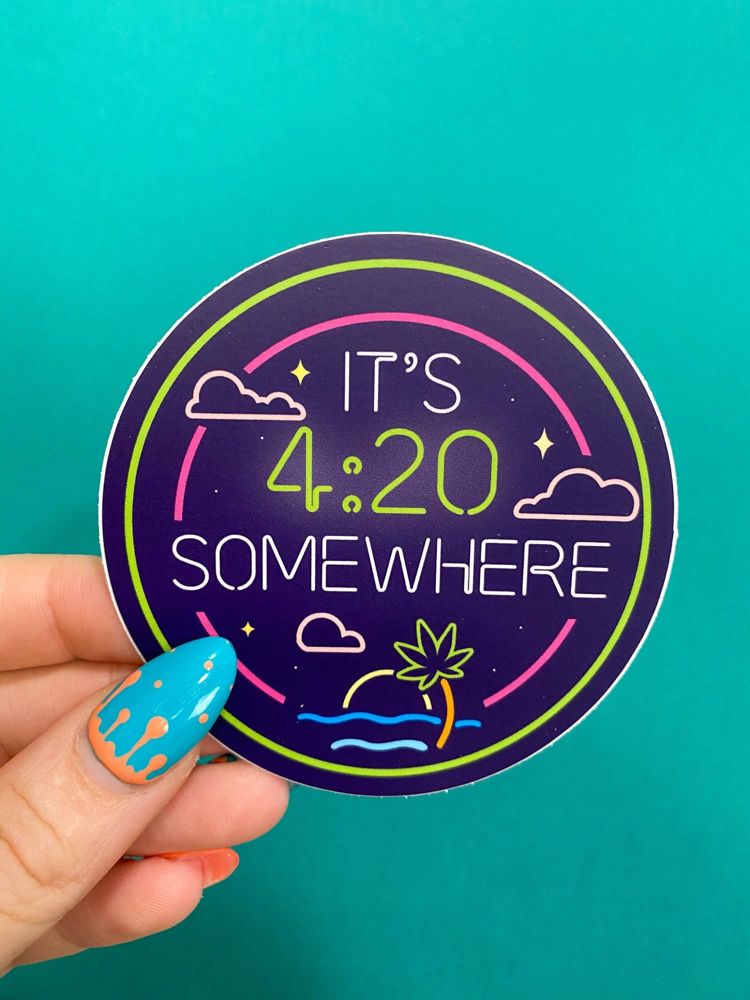 Chelzart - Wholesale Sticker - It's 4:20 Somewhere Sticker | Gifts For Stoners |5