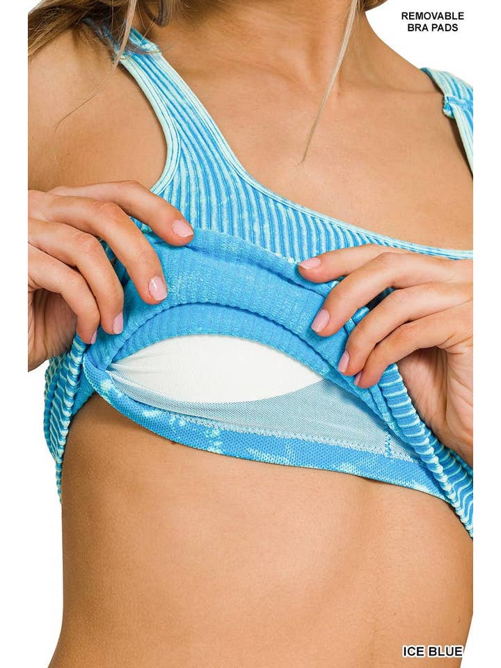 Vanilla Monkey - Wholesale Tank Top - Women's - Washed Seamless Square Neck Bra Padded Tank Top11