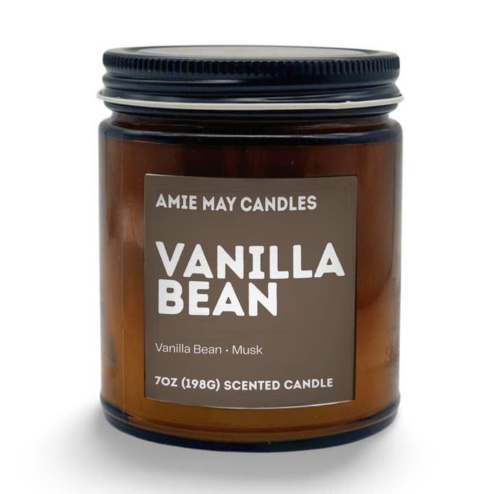 Vanilla Bean 7oz Scented Candle for wholesale by Amie May Candles