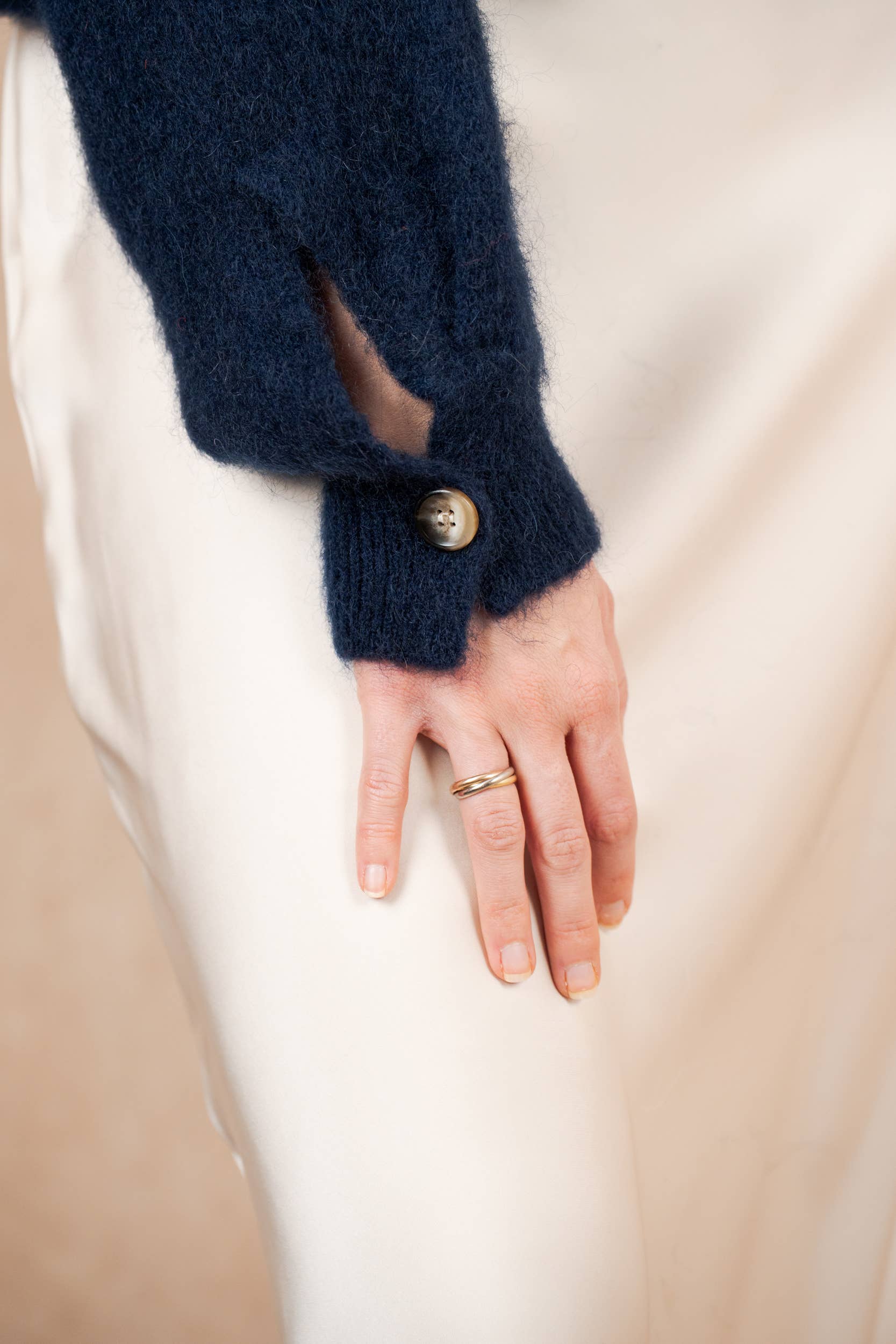 NAÏS PARIS - Wholesale Knit Sweater - Women's - Round neck sweater with buttoned sleeves in kid mohair and merino wool15