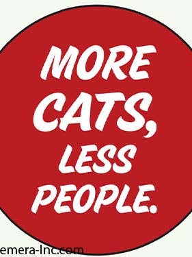 Button-More CATS, less people. for wholesale by Ephemera