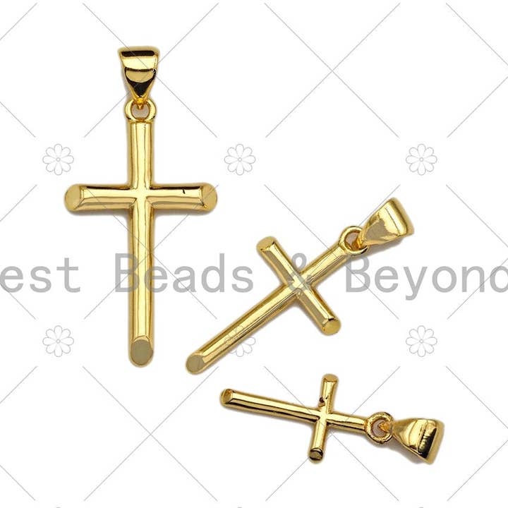18k Gold Plated Cross Shape Charms, Gold Cross Charms, Cross Pendant, Gold Pendant, Cross Necklace Charms, 9x17/12x22/15x26mm, Sku#LK148 for engroshandel hos BestBeads&Beyond