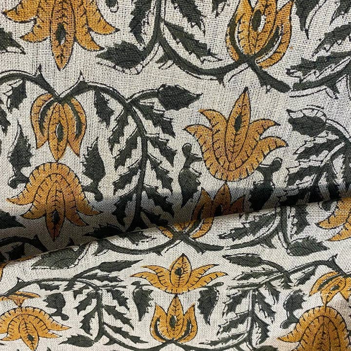 Thread To Form - Wholesale Fabric - Ria Hand Block Print Linen Fabric For Upholstery and Curtains5