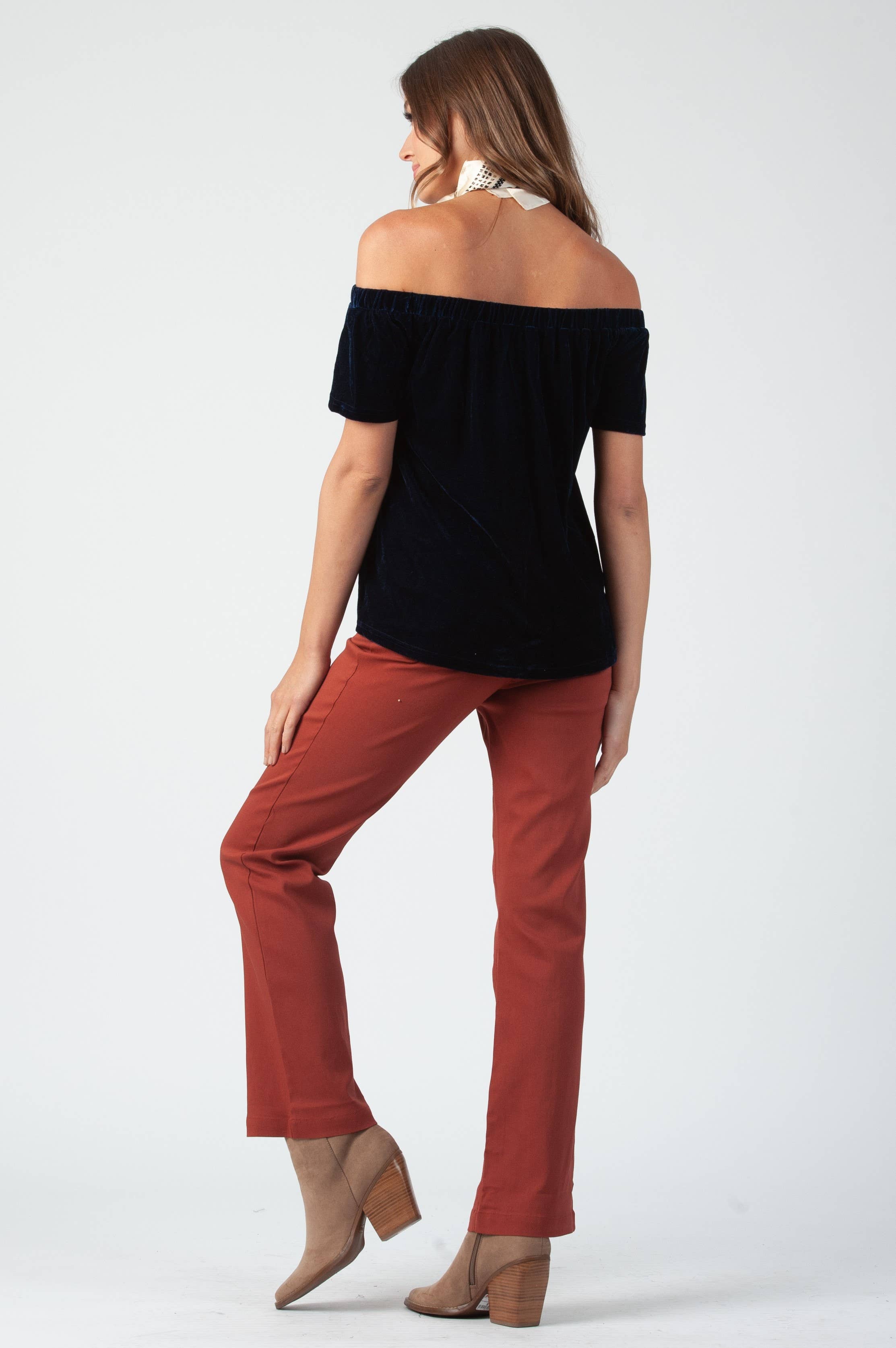 Lucca Couture - Wholesale Blouse - Women's - Velvet Short Sleeve Off the Shoulder Top1