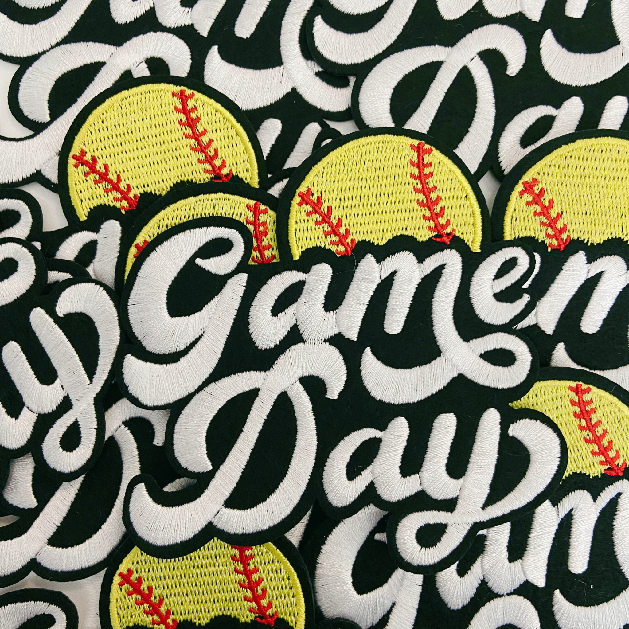 TEELUX - Wholesale Patch - GAME DAY Softball  -4" Embroidered Patch in White & Black2