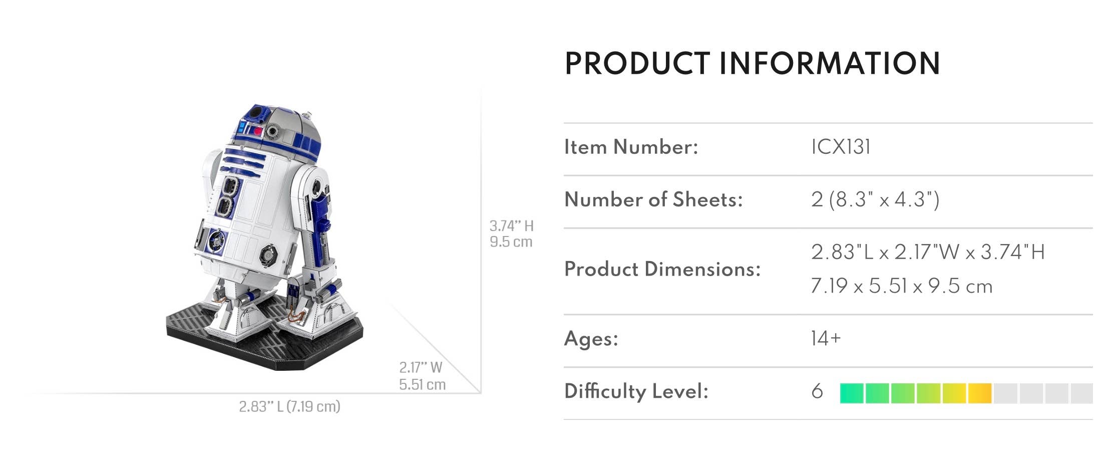 Metal Earth - Wholesale Decorative Figurine - Premium Series R2-D2  Star Wars in Color6